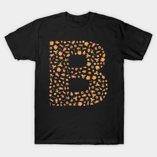 Letter B Initial Christmas Decorations Gingerbread T-Shirt